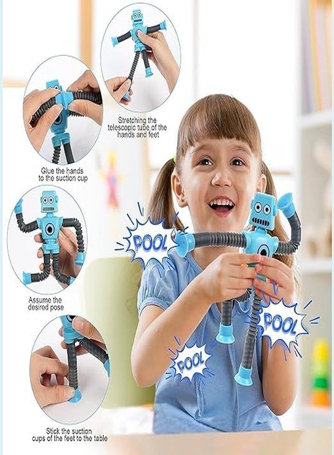 LISHER 2 Pieces Telescopic Suction Cup Robot Toy, Shape Changing Telescopic Tube Fidget Toys, Pop Tubes, Fidget Tubes Sensory Toys for Girls Boys (Robot) - Image 3